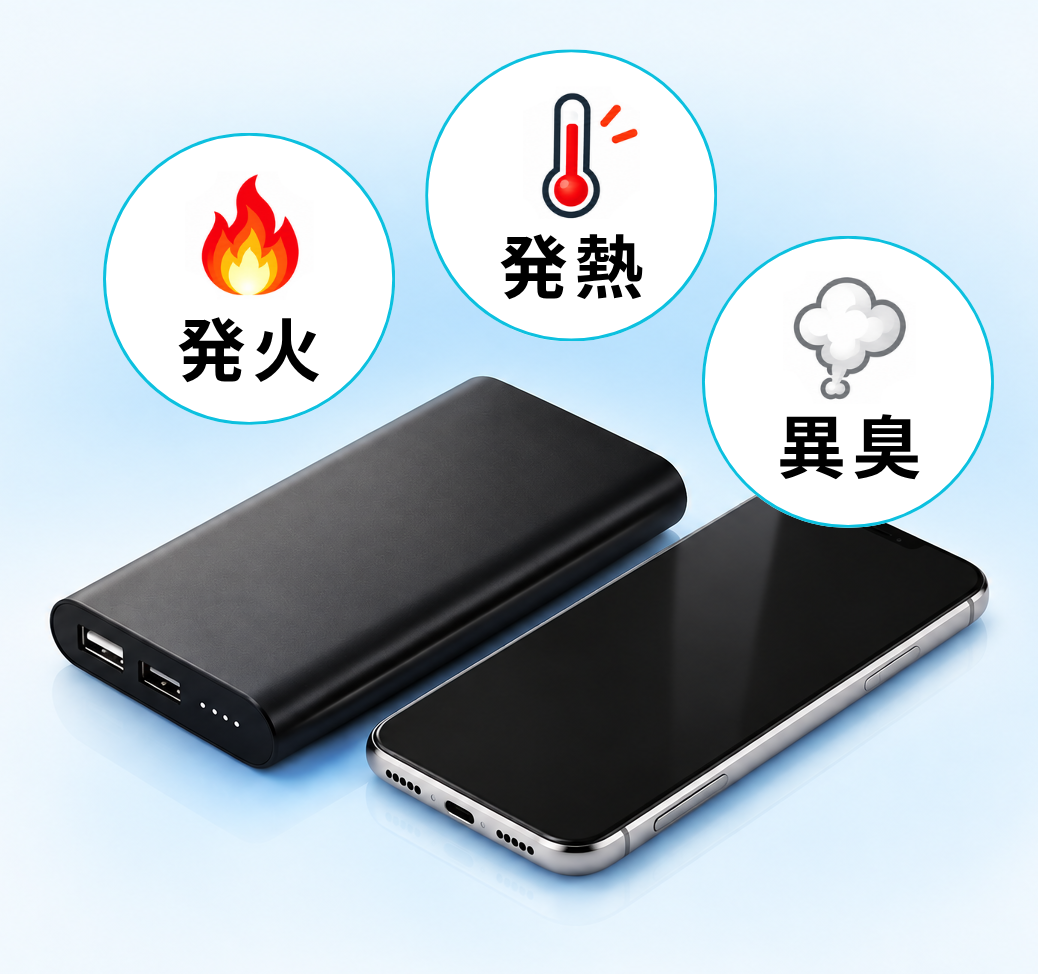 モバイルバッテリーとスマートフォン